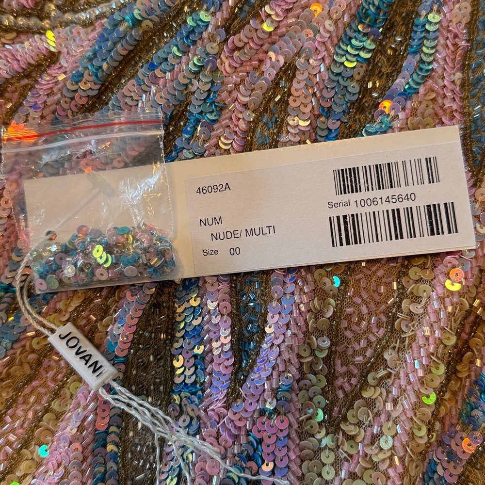 Jovani Sequin Mini Dress With Beaded Fringe Hem Style 46092 Size 00 - Picture 4 of 9